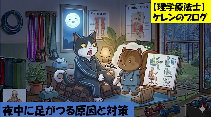 夜中に足がつる原因と対策【理学療法士が解説】のアイキャッチ画像