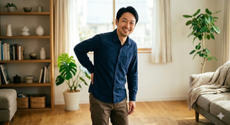 腰痛対策クッションを使ったデスクワークのイメージ