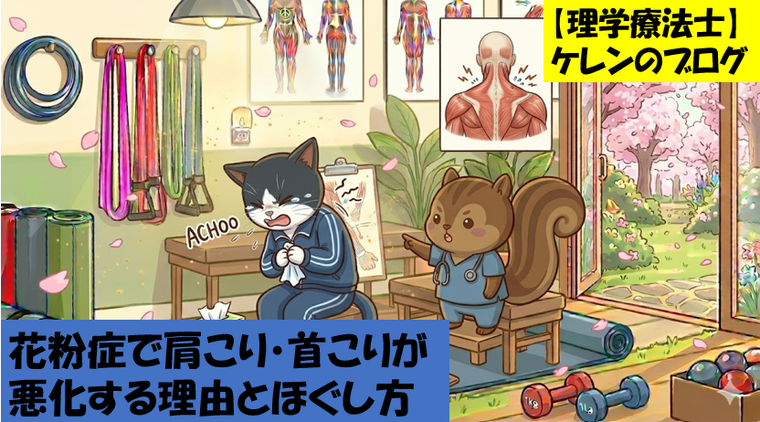 花粉症で肩こり・首こりが悪化する理由とほぐし方のアイキャッチ画像