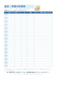 血圧・体重の記録表の見本