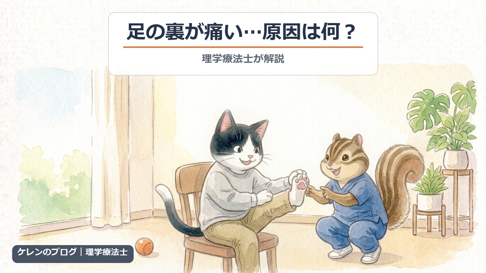 足の裏が痛い原因｜理学療法士が解説（猫とリスのイラスト）