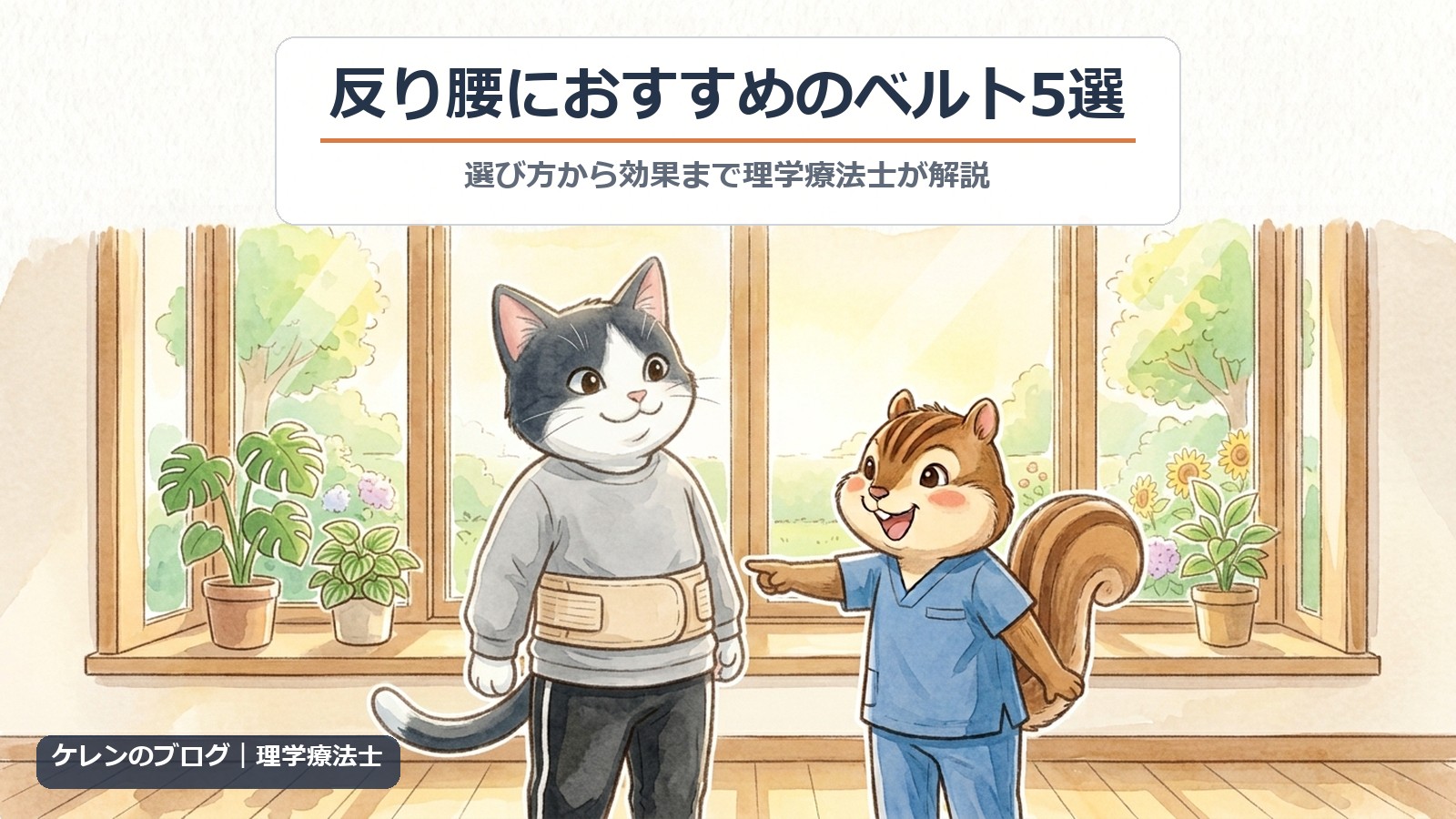 反り腰におすすめのベルト5選｜理学療法士が解説（猫とリスのイラスト）
